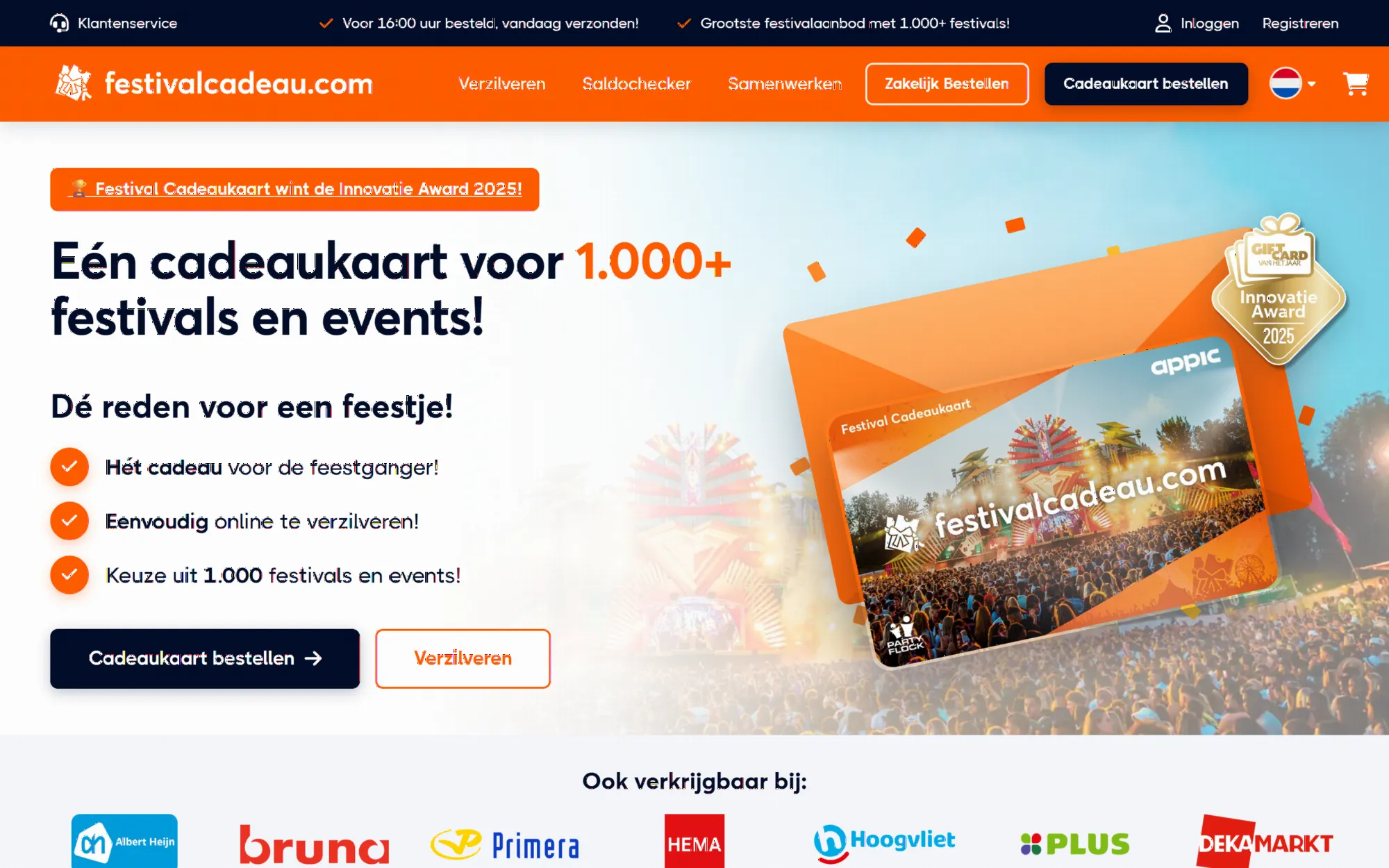 Homepage van festivalcadeau.com